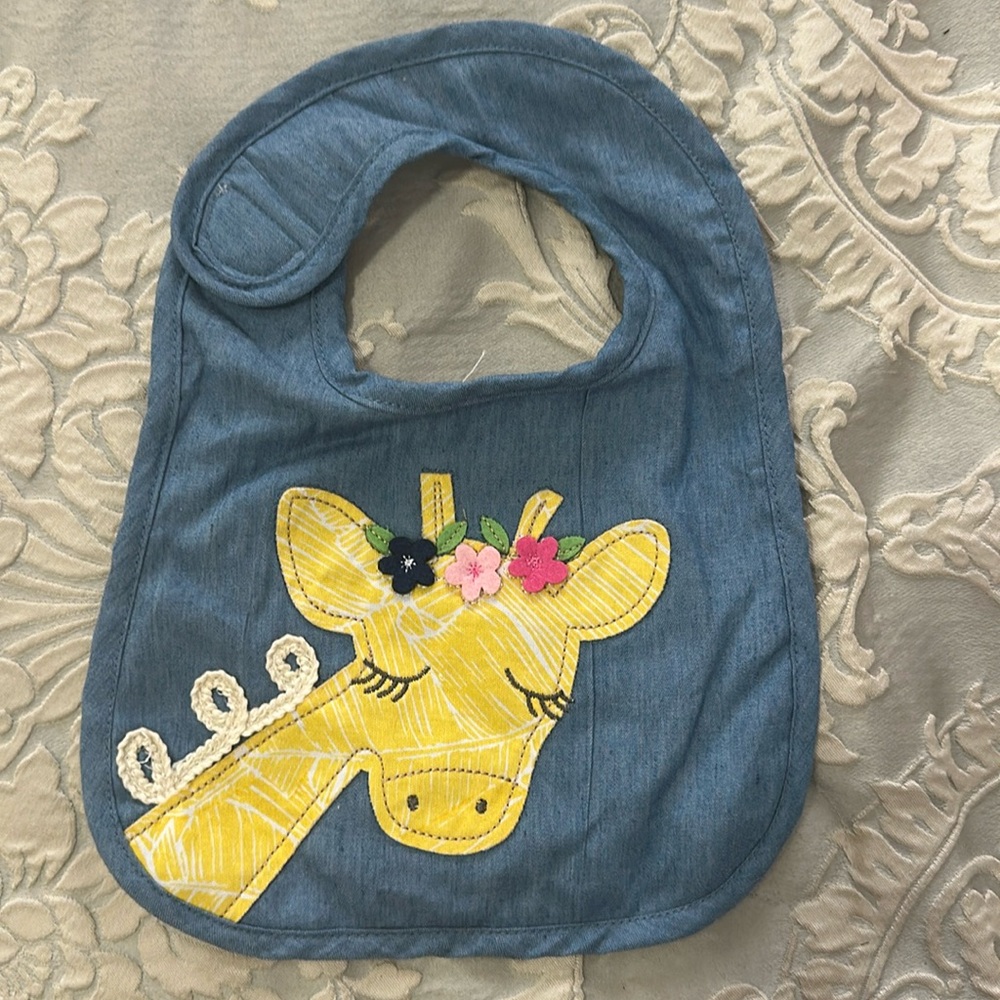 Mud Pie Sweet Yellow Giraffe Cloth Bib